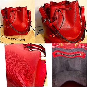 🛍️🛍️🔥🔥  VINTAGE  VINTAGE RED Louis Vuitton BUCKET Crossbody Bag 🔥🔥🔥🛍️🛍️